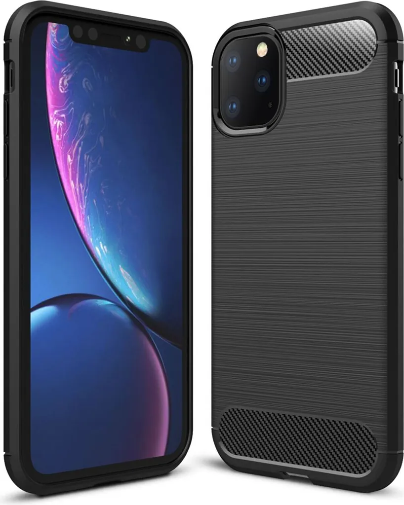 NALIA Custodia per telefono cellulare per Apple iPhone 11 Pro Max Case, custodia per telefono cellulare in carbonio elegante nero