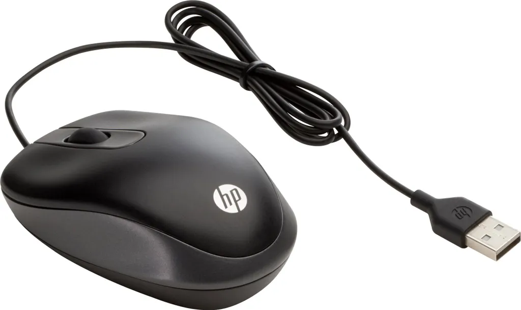 Souris de voyage HP filaire USB compacte et ambidextre pour ordinateur PC