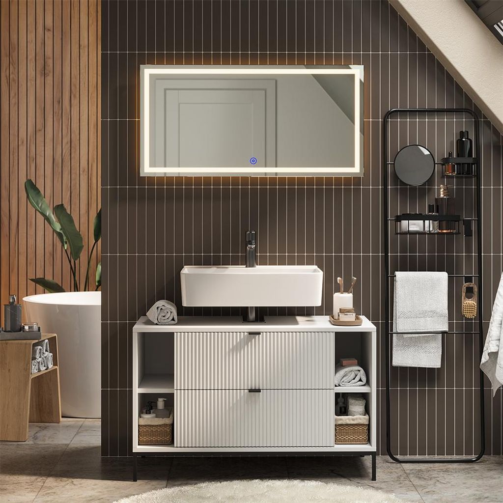 Meuble sous vasque simple Vicco Eliza Blanc 100x63cm avec 2 Image du produit 