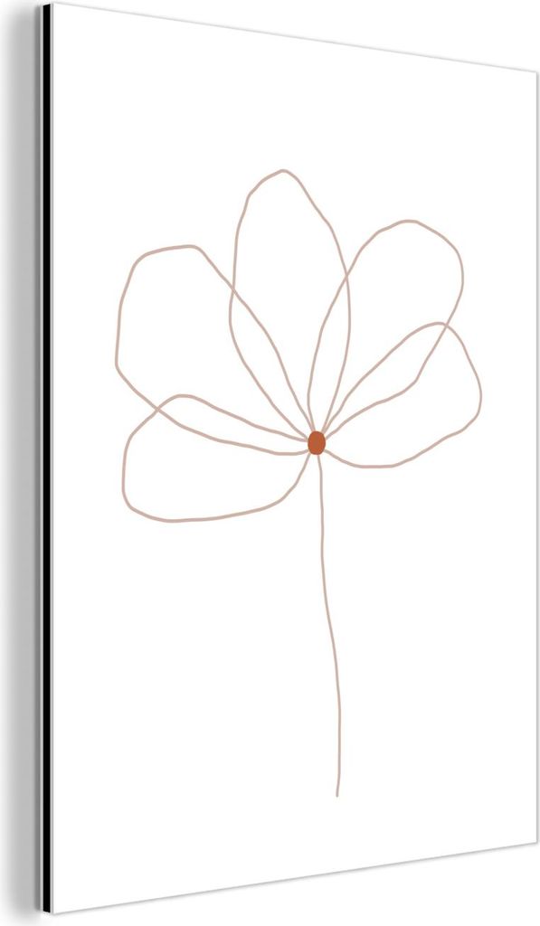 MuchoWow Wanddekoration Metall Metallbild Wandkunst 60x80 cm Blume - Strichzeichnung - Natur MuchoWow Aluminium Gemälde - Wanddekoration Metall