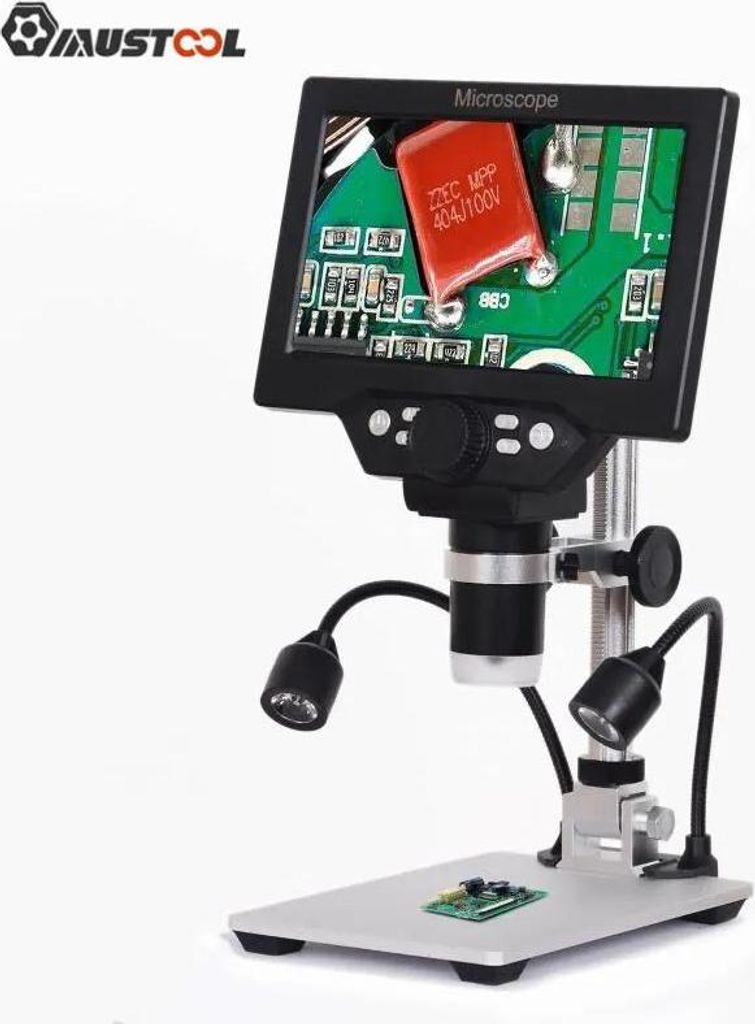 Digitales Videomikroskop - G1200D - 500–1500x - 17,8 cm HD-LCD - 12 MP Kamera - Mit Akku - Für Löten/Handy-Reparatur - Gold