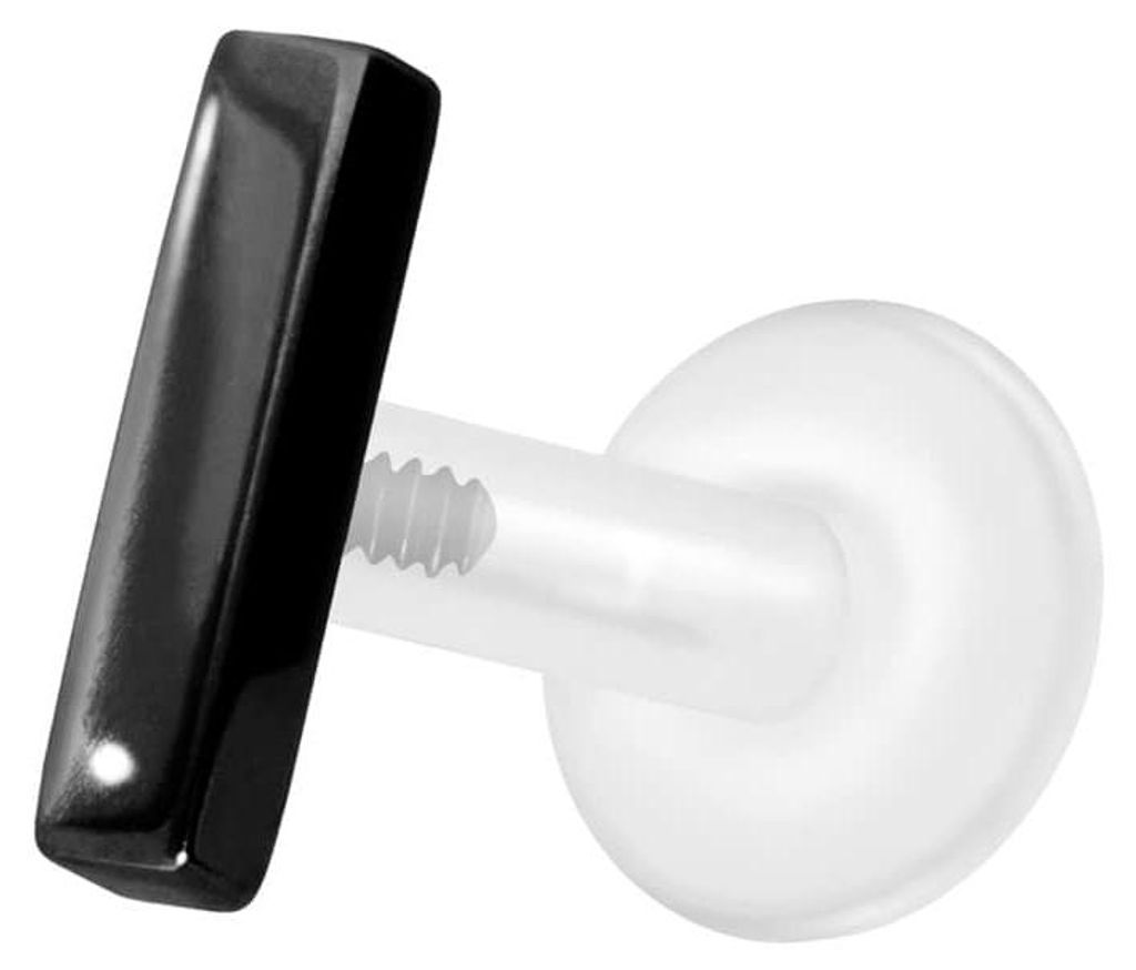 Ohrpiercing, Nasenpiercing PTFE Labret mit Innengewinde + Titan-Aufsatz BALKEN Schwarz Stablänge: 7mm | Stabstärke: 1,6mm