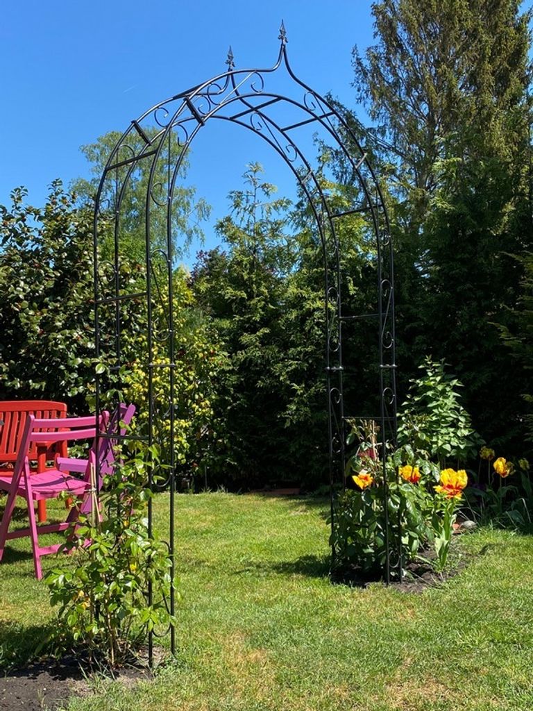 Rosenbogen HOLLAND Lilie-Spitze Gesamtbreite 2,00 m Schwarz Pergola Metallrosenbogen Gartenbogen Rosensäule Arches de Rose Gartendeko
