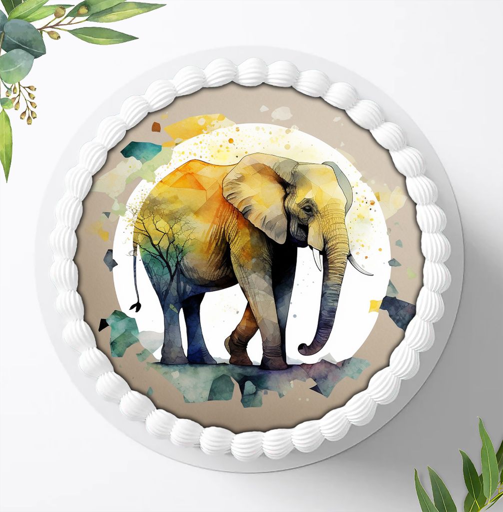 Für die Geburtstags Torte ein Tortenaufleger, Zuckerbild mit dem Motiv: Dschungeltiere, Essbares Foto für Torten, Fondant, Ø 20cm, 1287z