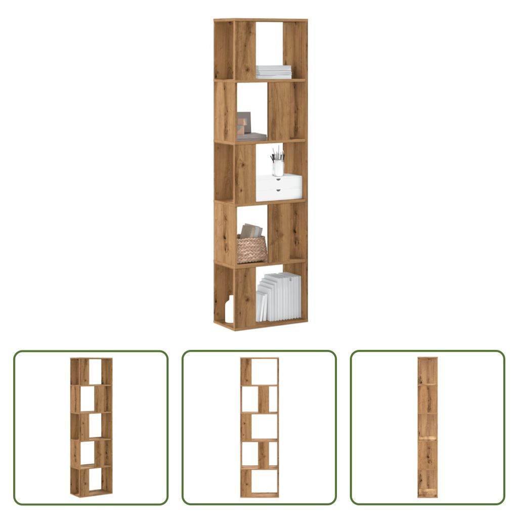 The Living Store Bücherregal 5 Böden Artisan-Eiche 45x23,5x162,5 Holzwerkstoff