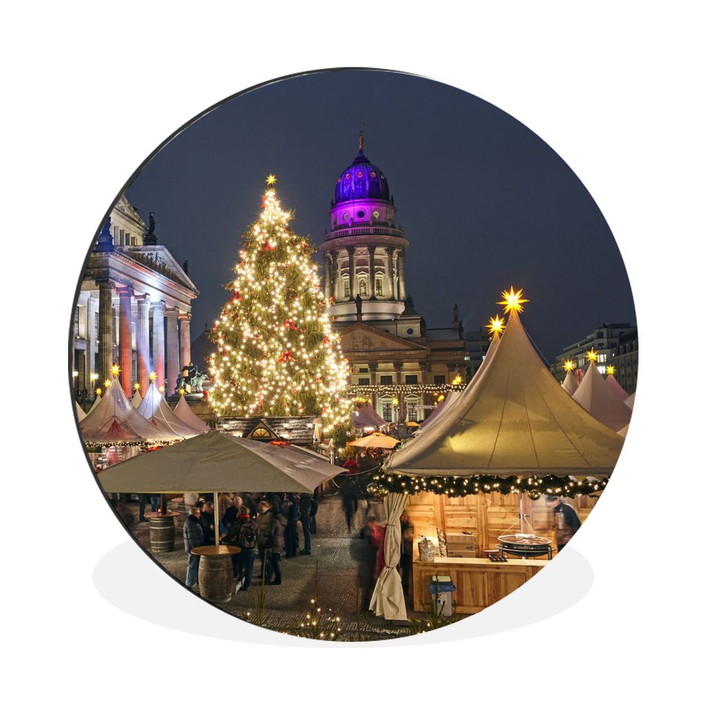 MuchoWow Aluminium Wandkreis Berlin - Weihnachten - Markt Ø 30 cm Wanddeko Modern Wohnzimmer - Wand Bild - Wohnzimmer - Runde Bilder - Alubilder...