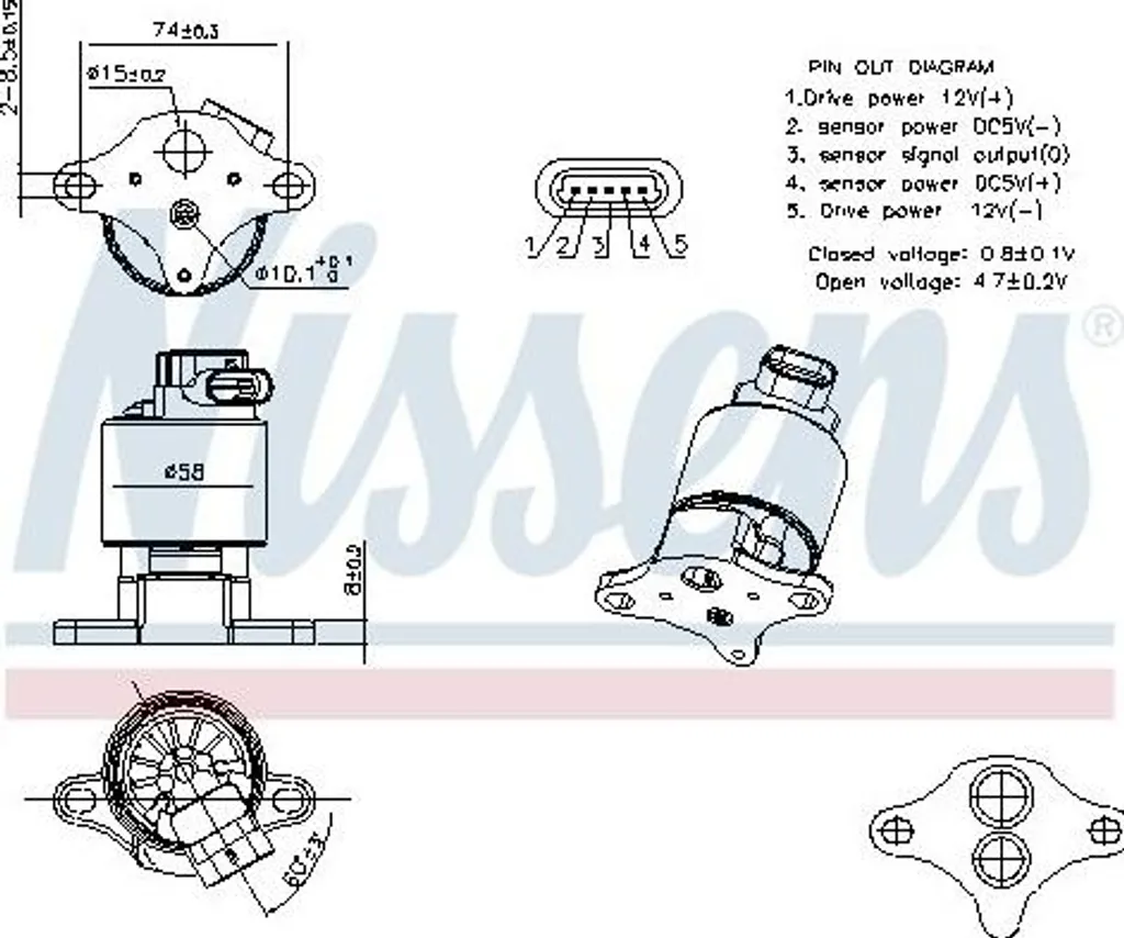Vanne EGR Nissens 98360 pour Opel Omega B Berline V94 essence