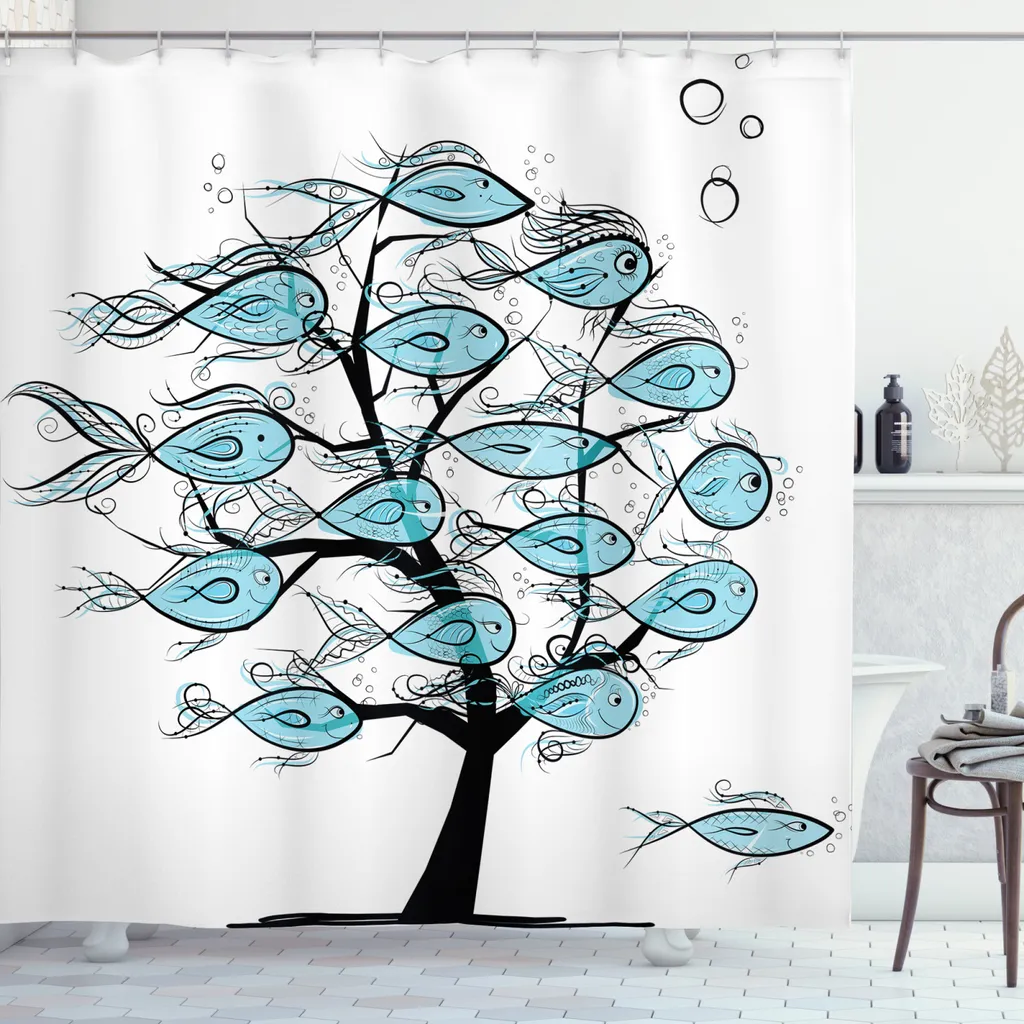 Tenda Bagno ABAKUHAUS 175x240cm - Tessuto Lavabile Antimuffa Blu