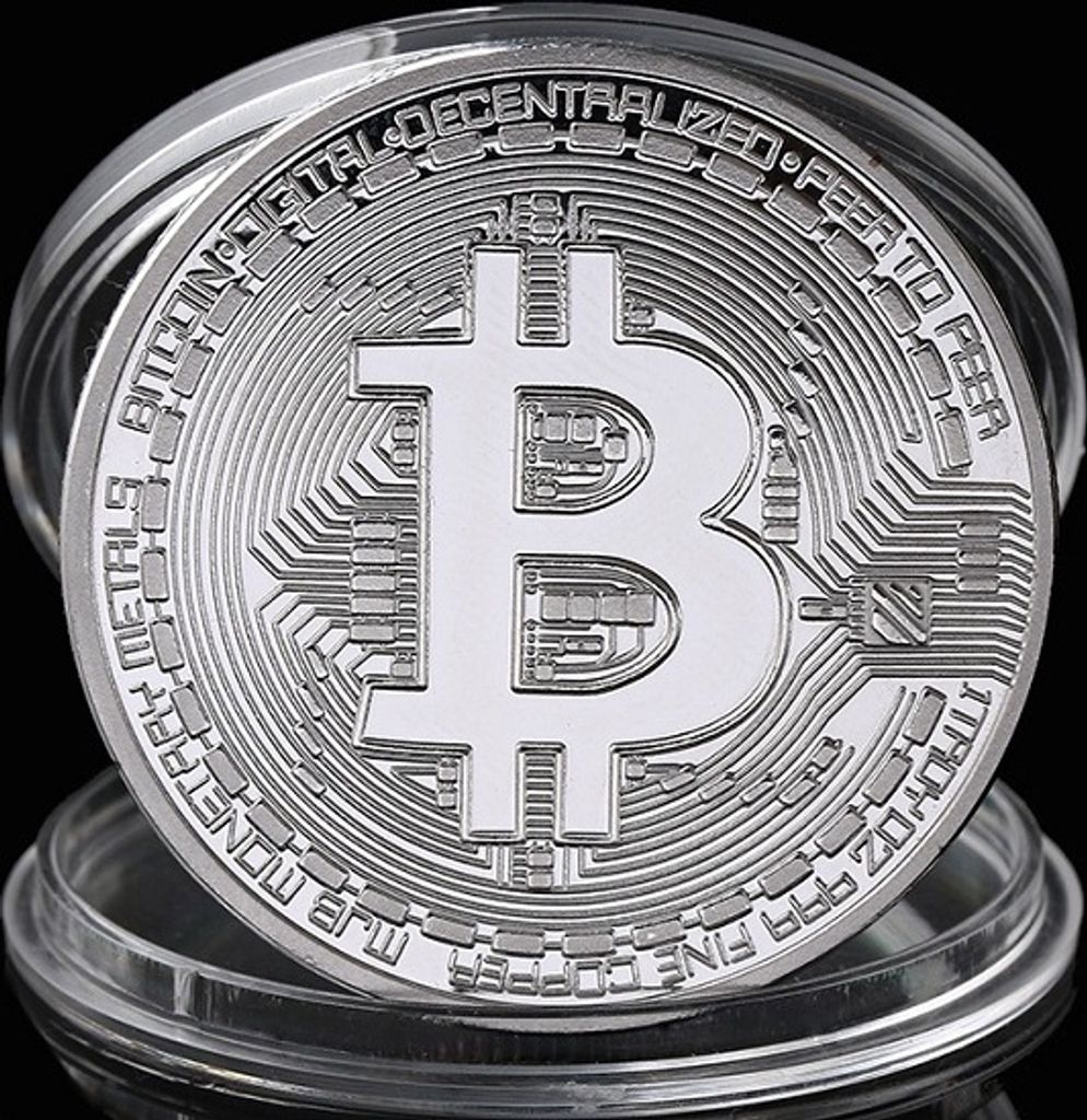 Pièce de monnaie Bitcoin-Argent KP3143 Porte-clés muraux