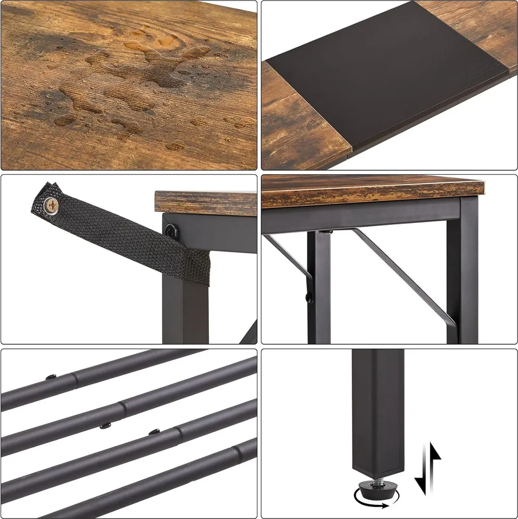Console compacte rustique 100cm - Table de hall en métal et bois vintage
