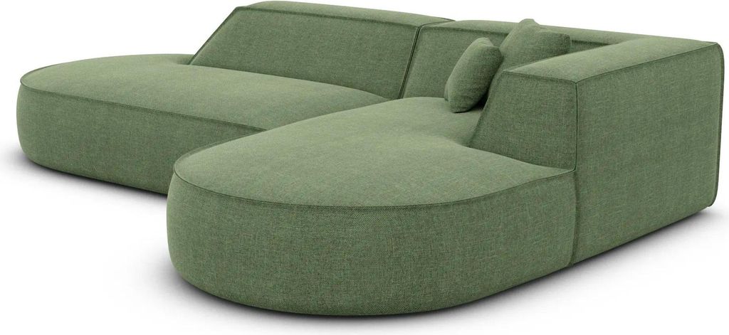 Strukturstoff L-Form Lounge Sofa Liberia Grün Rechts
