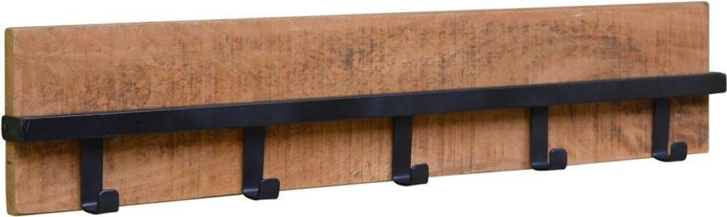 Garderobe Brix 6 x 15 x 75 cm Mangoholz Stahl Schwarz Braun