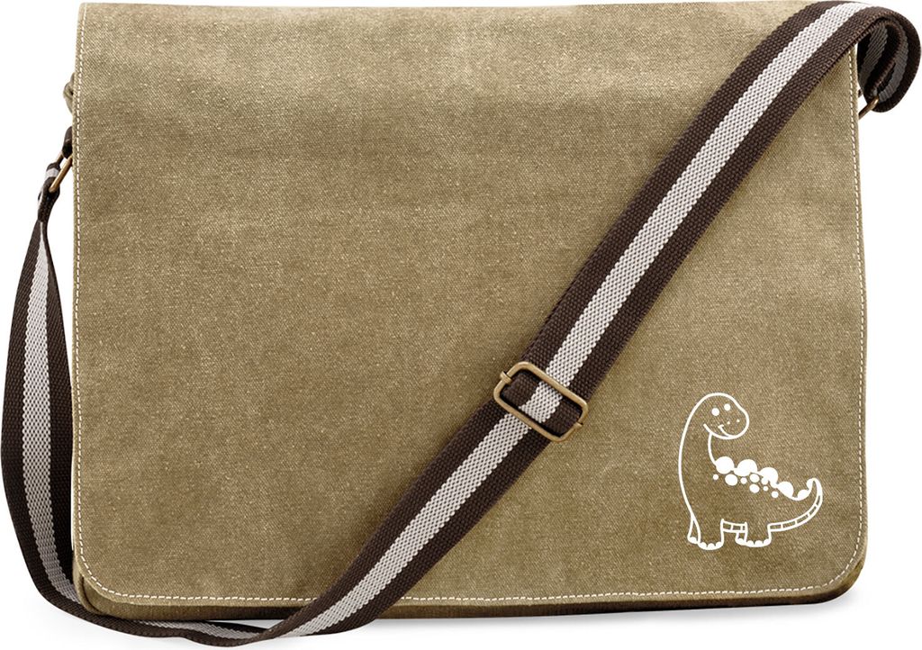 Huuraa Umhängetasche Apatosaurus Dinosaurier 14 Liter Sahara Canvas Laptoptasche Geschenkidee