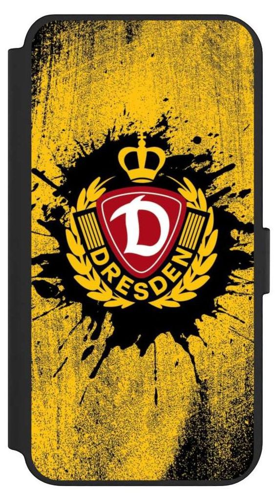 NIVOCASE Klapphülle für Samsung Galaxy S23+ Handyhülle aus Kunst Leder NIVOflip schwarz Fußball Offizielles Lizenzprodukt SG Dynamo Dresden