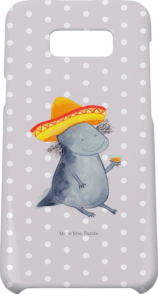 Mr. & Mrs. Panda Samsung Galaxy S8 plus Handyhülle Axolotl Tequila - Grau Pastell - Geschenk, Handycover, trinken, Cover, Feuersalamander, Party, ...