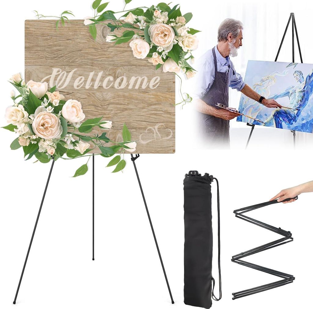 Verstellbare Schilder-Easel-Ständer für Kunst und Poster - Schwarz, 169 cm Tragbares Stativ
