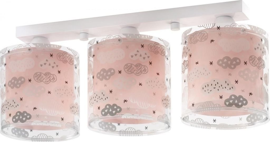 Plafoniera per bambini a 3 luci Clouds Nuvole rosa Immagine del prodotto 