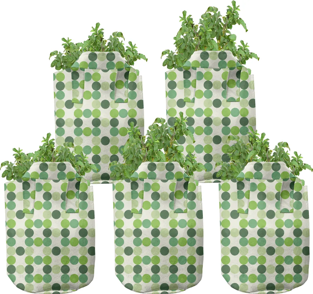 Potager de Balcon : Lot de 5 Pots en Tissu 7 Gallons Verts avec Poignées