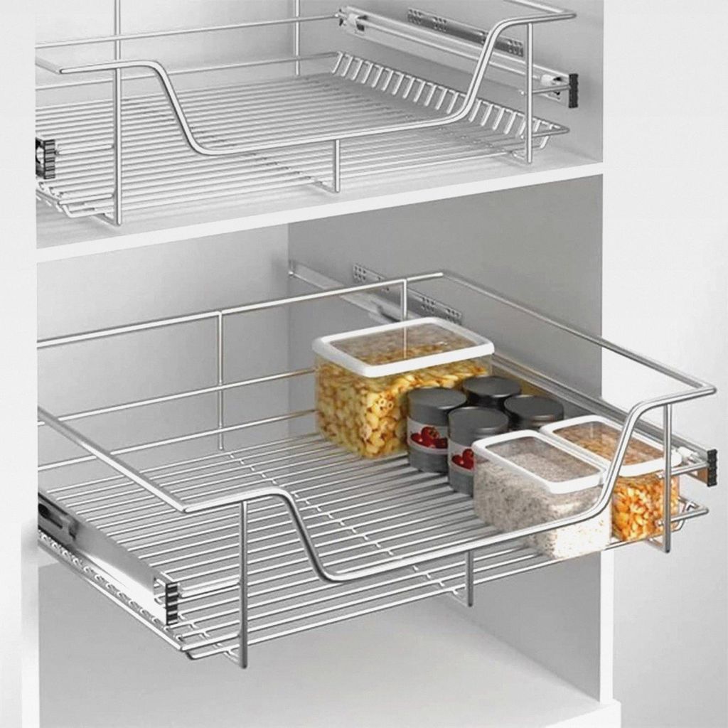 2X60CM Teleskopschublade Nachrüsten, Einbauschublade Teleskopschublade Küchenschublade, Korbauszug mit Schienensystem Einbauschublade Küchenschr...