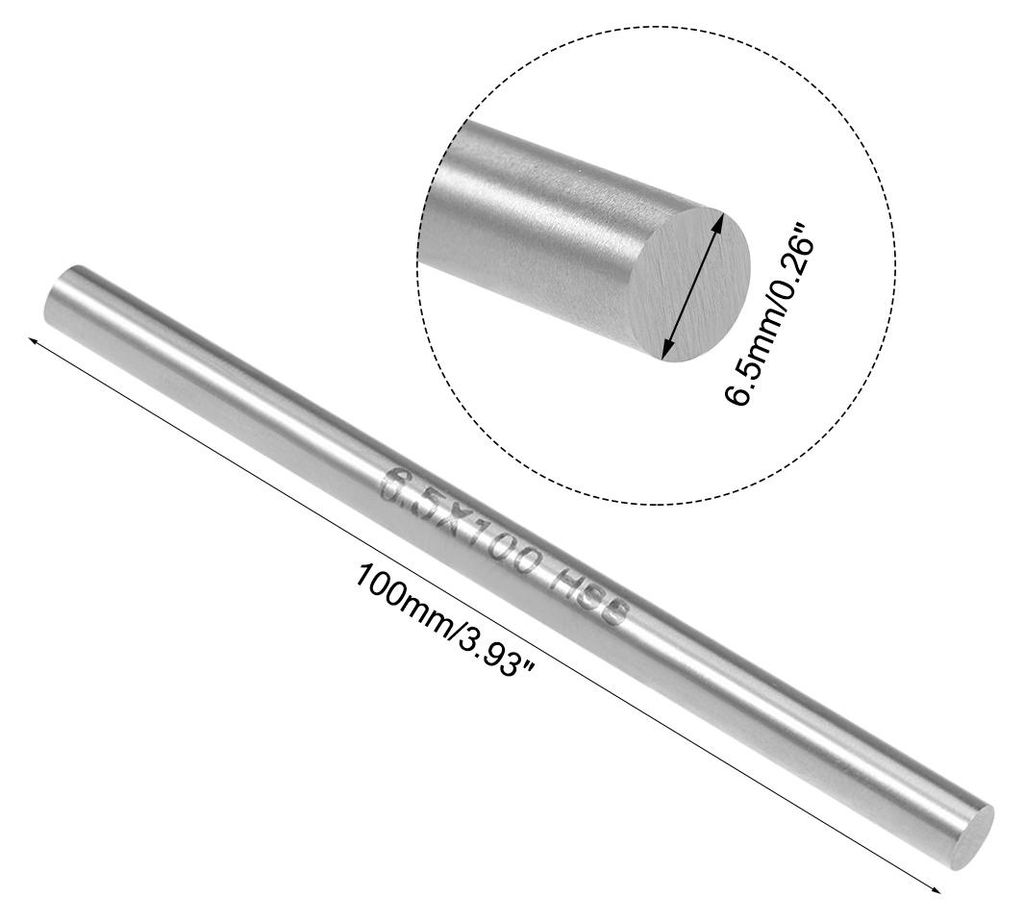 2Stk. Rund Stahlstange 6.5mm HSS Drehmaschine Stangenmaterial Werkzeug 100mm Lang fš¹r Wellen Zahnrad Bohrmaschine Drehende Miniaturachse Zylinde...