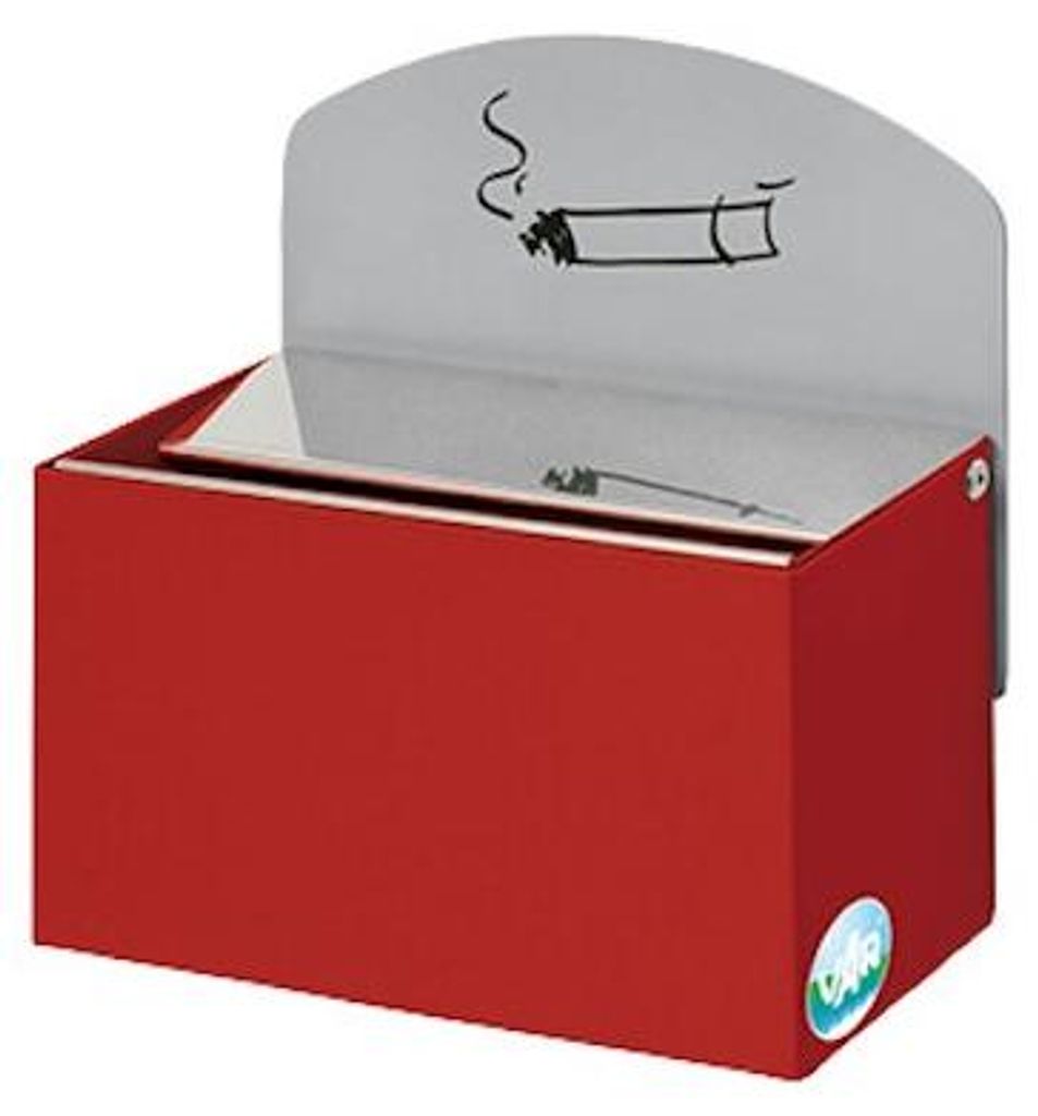 Robuster Wandascher mit Schild | 0,4 Liter, HxBxT 16x14x9,8cm | Verzinkter Stahl | Rot