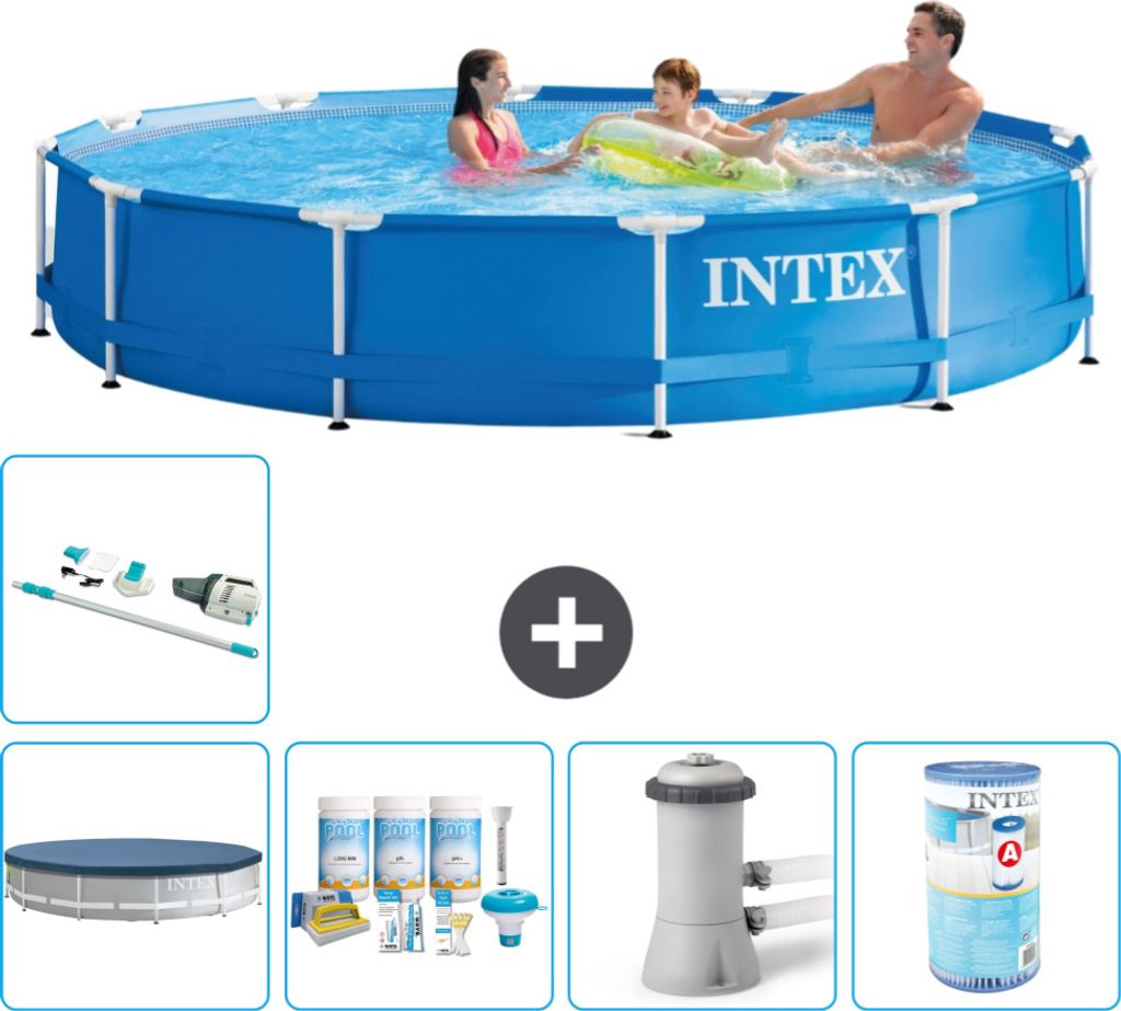 Intex-Schwimmbecken mit rundem Rahmen – 366 x 76 cm – Blau Produktbild 
