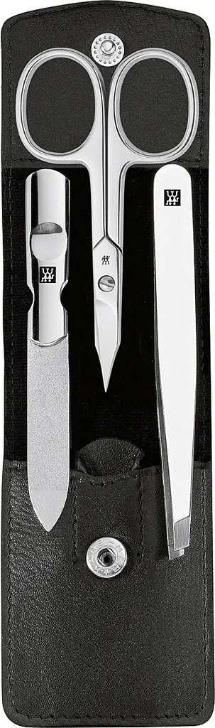 ZWILLING astuccio per manicure Classic Inox 3 pezzi in pelle nera