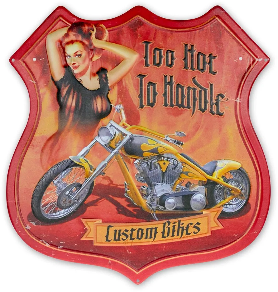 Plaque métal Virago 40x42 cm - Décoration murale vintage pour garage