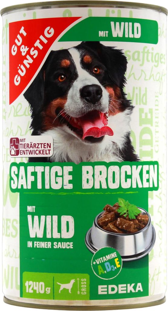 Saftige Brocken Hundefutter mit Wild in feiner Sauce, 6er Produktbild 