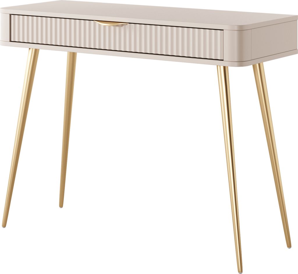 MIRJAN24 Schminktisch Lante, Kosmetiktisch, mit Schublade, Metallfüße, Schafzimmer Kollektion (Farbe: Beige)