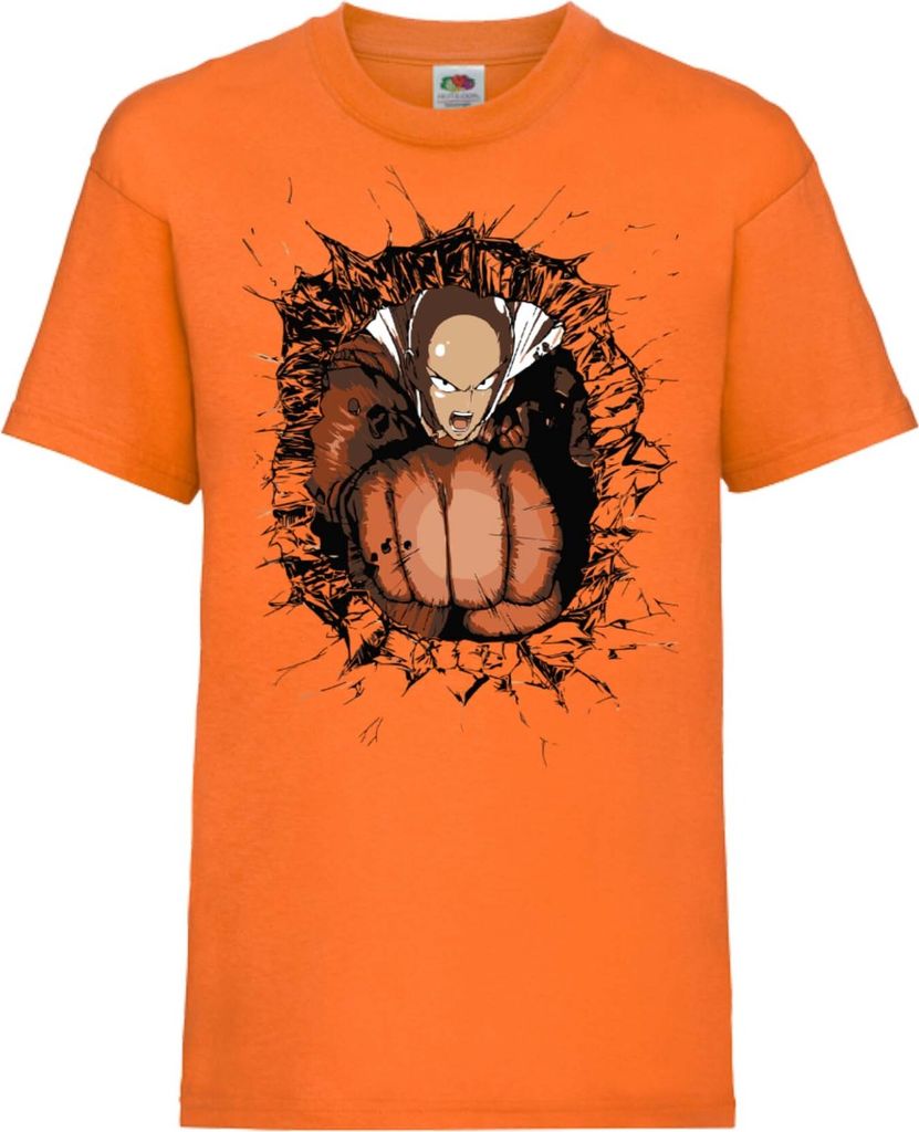 Kinder T-Shirt One manga Punch Anime Man 02 Saitama, 3-4 Jahr - 104 / Orange