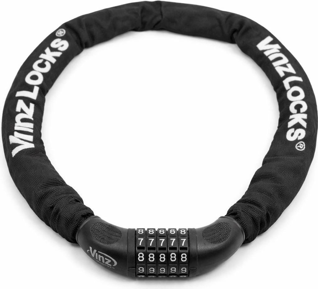 VINZ Devi Kettenschloss | 5-stelliges Zahlenschloss | Kette Schloß Fahrradschloss | Panzerschloss Zahlenkombinationsschloss 120cm x ø6mm