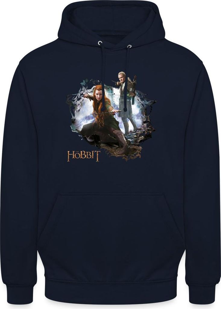 Spreadshirt Der Hobbit Logo Mit Elben Tauriel Und Legolas Uni Hoodie, XL, Navy