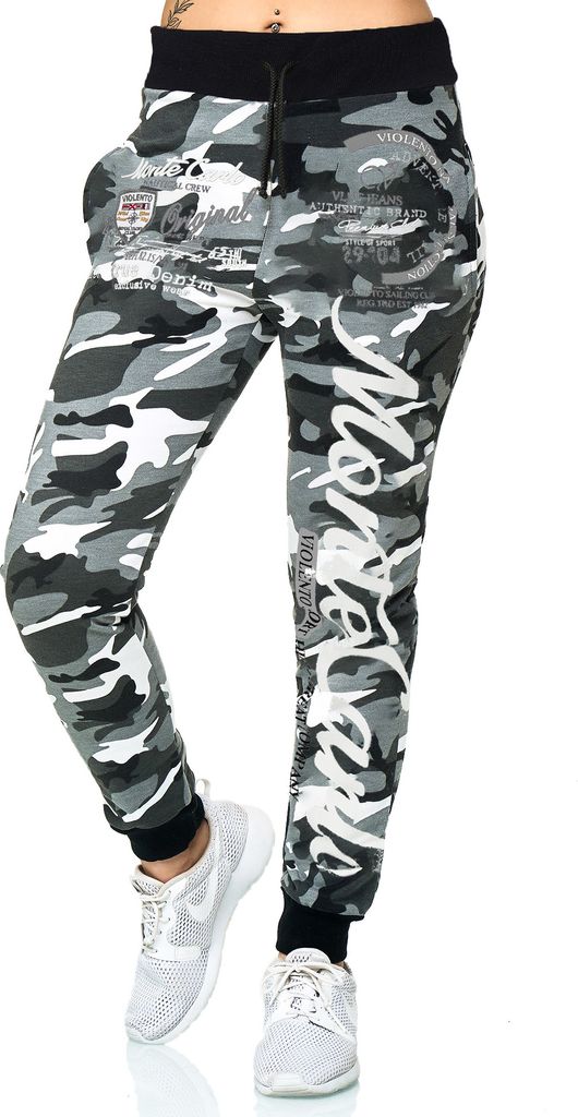 Damen Jogging-HOSE | Monte Carlo 592 Grau/Camouflage XXL