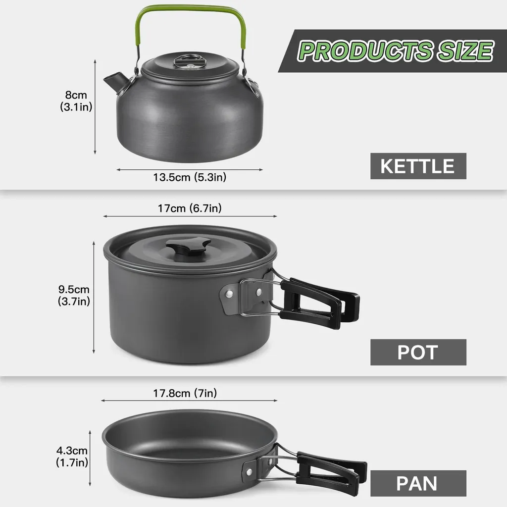 Set Di Pentole Da Campeggio In Acciaio Inox 304 - 4 Pezzi Per Escursioni, Trekking E Picnic Per 1-2 Persone