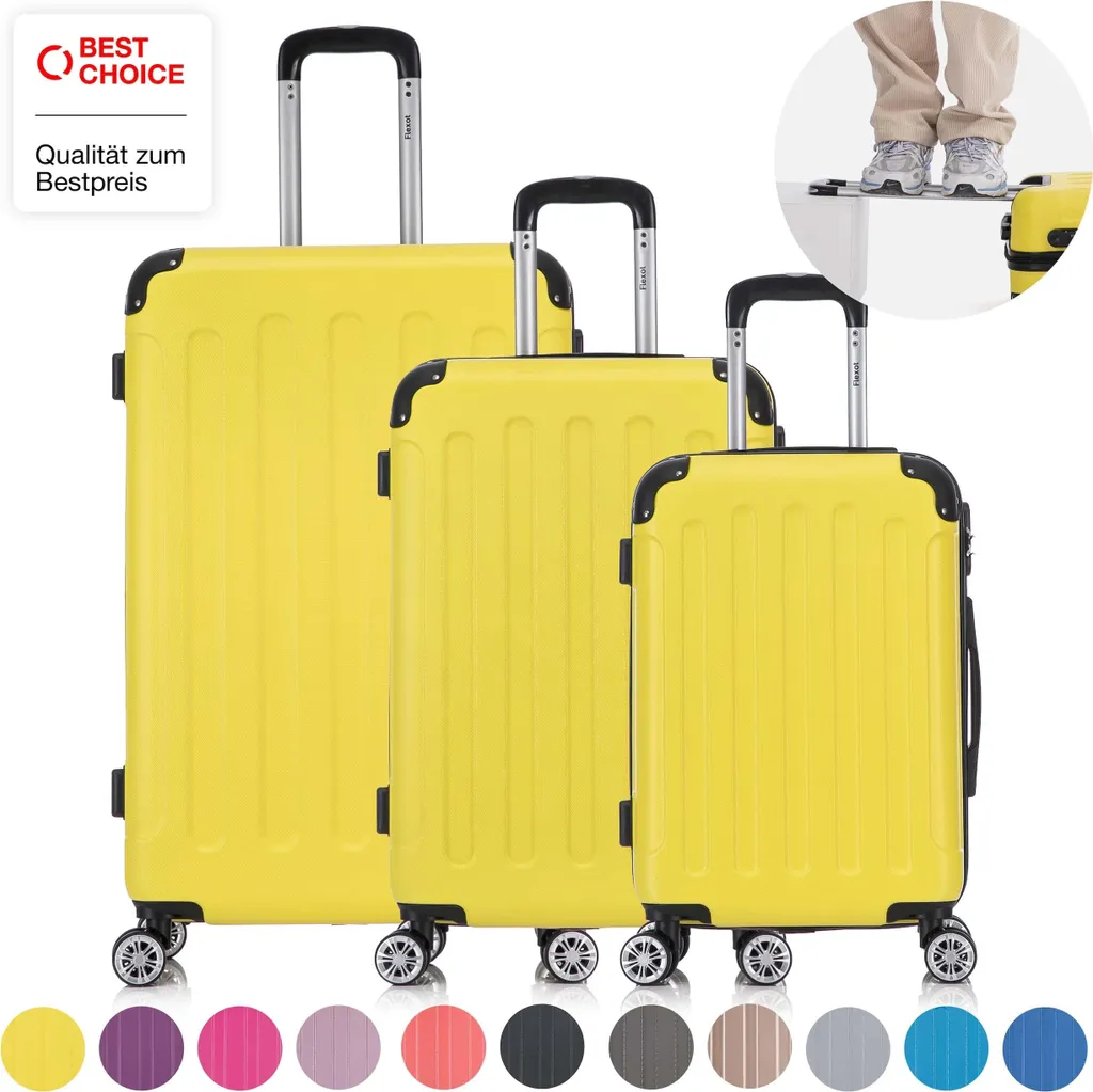 Lot de Valises de Voyage Rigides à Roulettes 360° Set de Bagages Complet