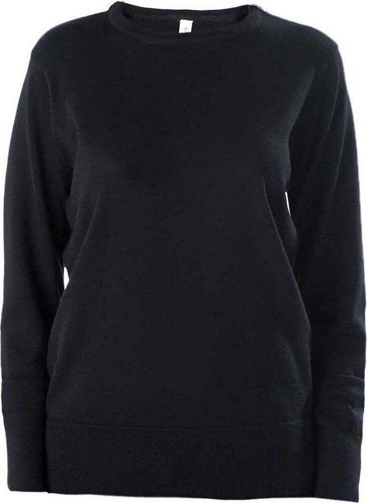 Kariban Damen Sweatshirt Rundhals Langarm Pullover Langarmshirt Basic, Größe:M, Farbe:Schwarz