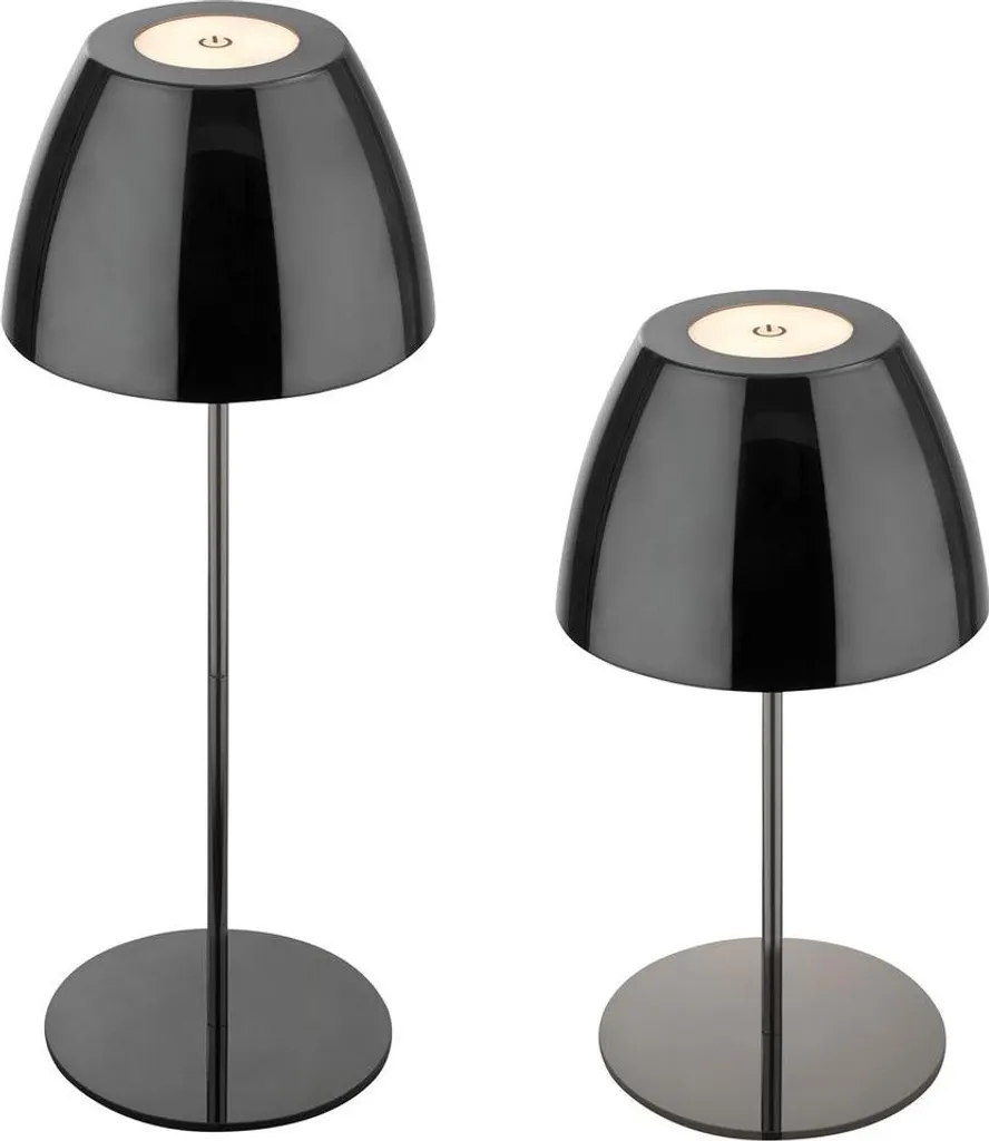 Lampe de table LED rechargeable IP44 chrome pour intérieur et balcon