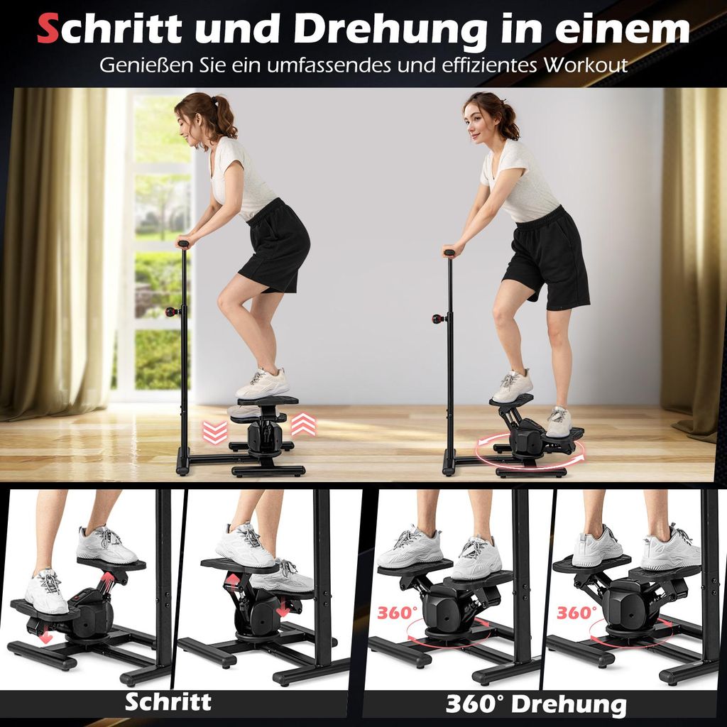 Stepper Mini Fitness Twist Stepper Display elettronico Attrezzatura per esercizi domestici Stepper con fasce di resistenza Palestra per casa Fitness Efficency