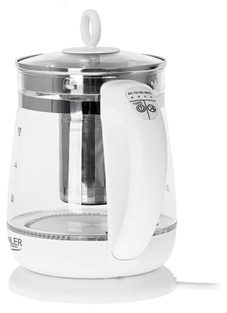 Adler AD 1299 Bollitore in Vetro con Infusore 1,5L Bianco 2200W - 3
