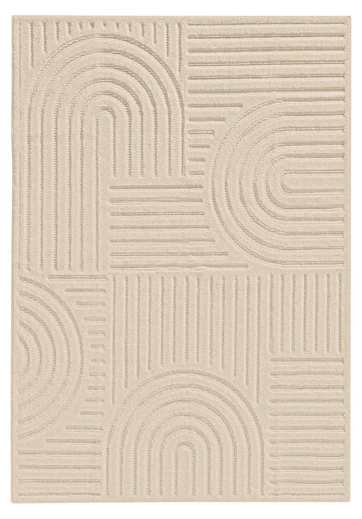Teppich Leo Creme 300x400 cm Wohnzimmer Rechteckig Muster Kurzflor benuta Flauschig Weich