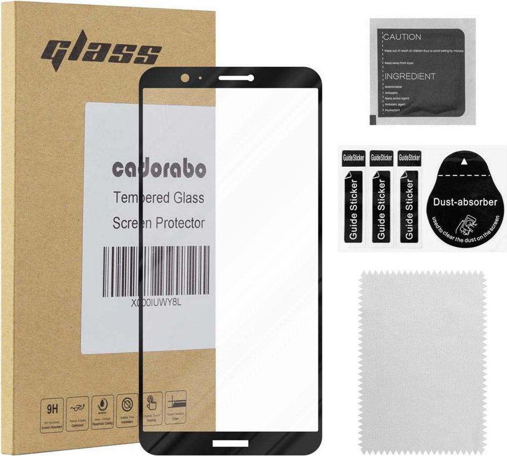 Cadorabo Panzerfolie für Huawei P SMART / ENJOY 7S Schutzfolie in Schwarz Vollbild Folie Tempered Display Schutzglas