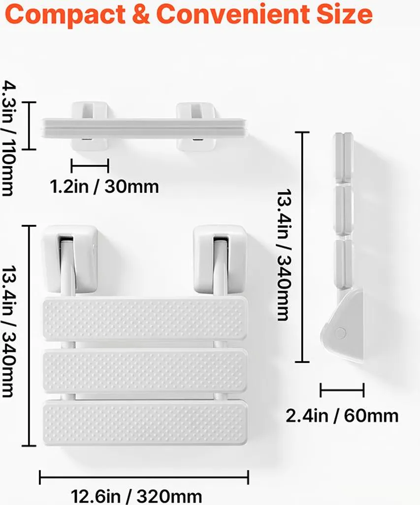 Siège de douche rabattable gain de place - Structure robuste 100 kg max - 2