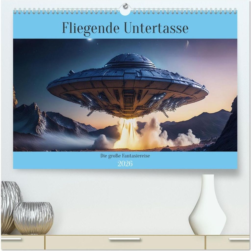 Fliegende Untertasse - Die große Fantasiereise (hochwertiger Premium Wandkalender 2026 DIN A2 quer), Kunstdruck in Hochglanz