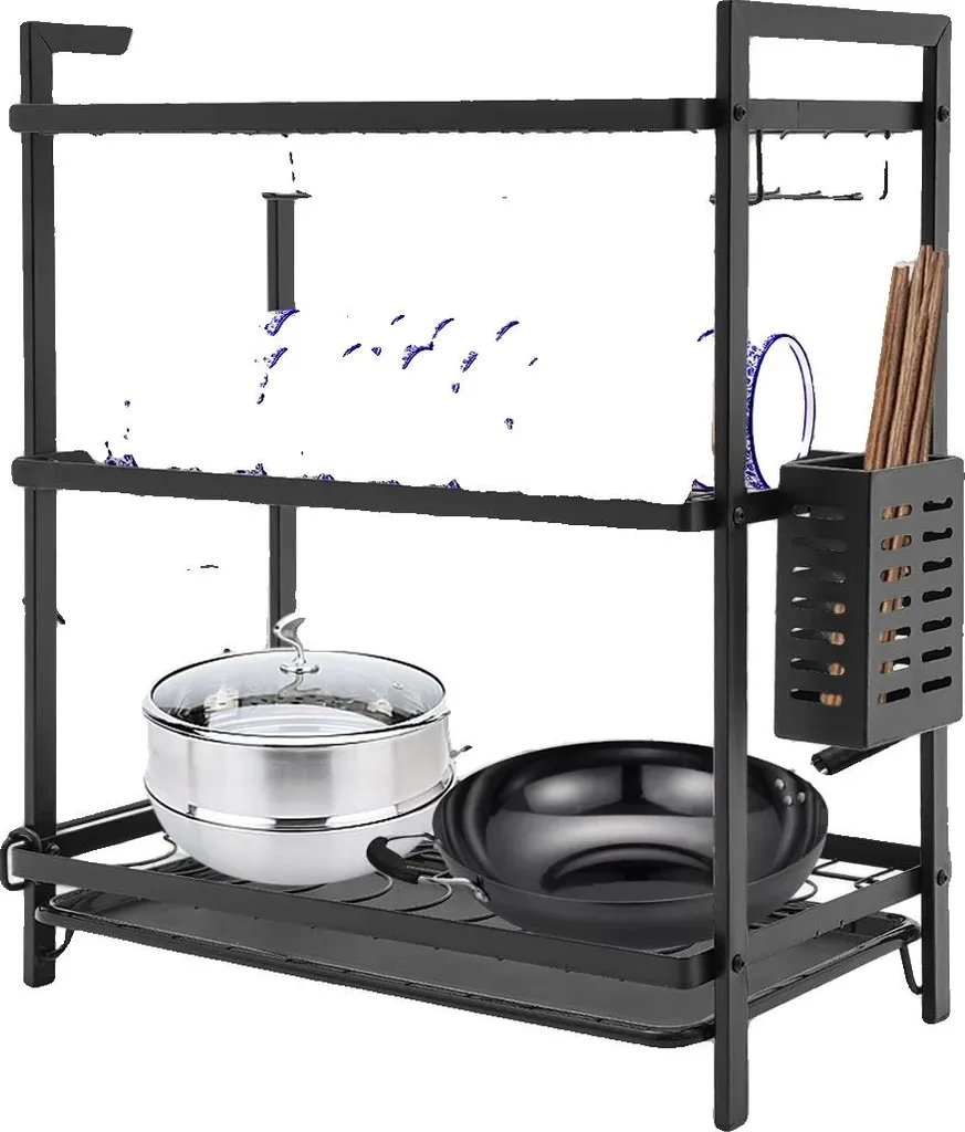Scolapiatti Tre Livelli Acciaio Nero Design Salvaspazio Cucina