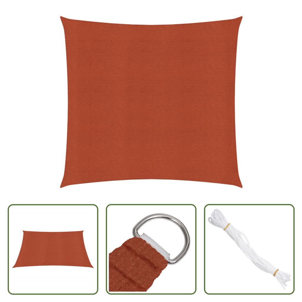The Living Store Sonnensegel 160 g/m² Quadratisch Terrakottarot 3,6x3,6 m HDPE