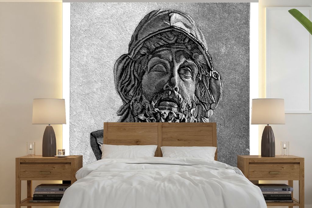 MuchoWow Fototapete für Wohnzimmer oder Schlafzimmer Wandtapete Vinyl Motivtapete Eine Illustration von Ajax - 350x350 cm - Schlafzimmertapete