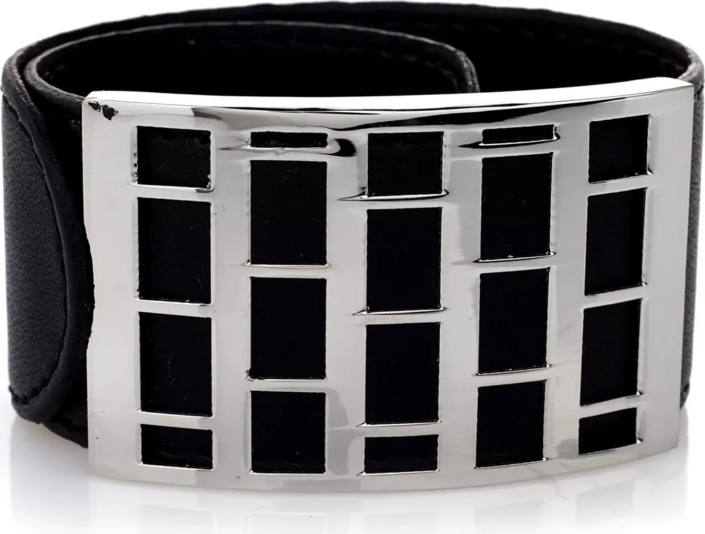 Bracciale unisex in caucciù nero con piastrina in acciaio inossidabile Larghezza 30 mm - Lunghezza fino a 24 cm - SB 8769