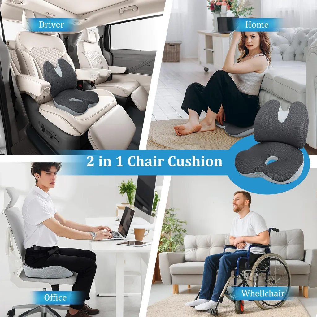 Soulagez votre coccyx avec ce coussin de chaise ergonomique mémoire noir - 4