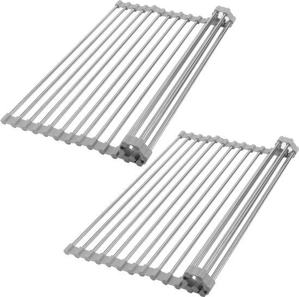 Égouttoir vaisselle pliable en silicone noir - Pack de 2 grands formats